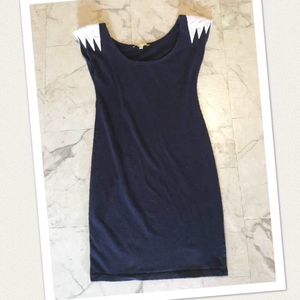 Gianni Bini Navy White Shoulder Detail Dress sz Sm